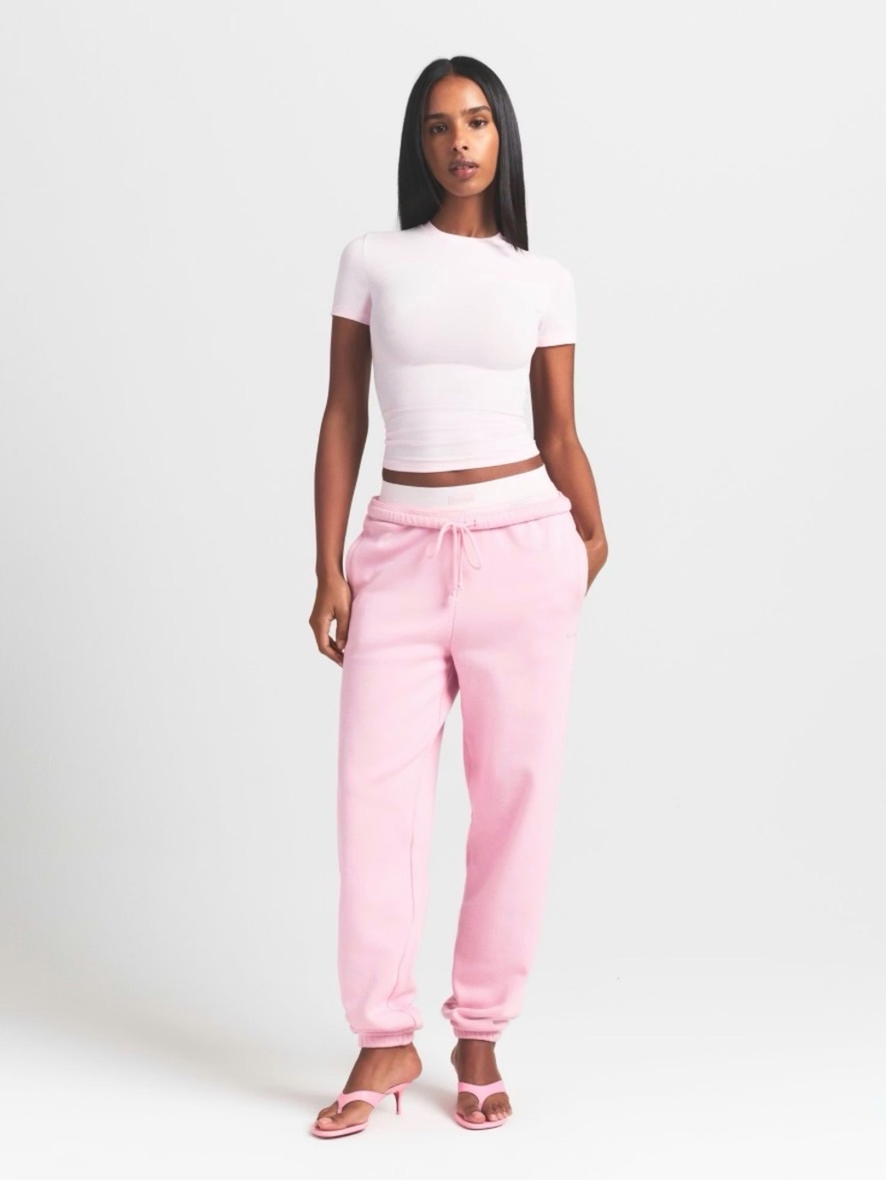 SKIMS Pale Pink High-Rise Drawstring Joggers